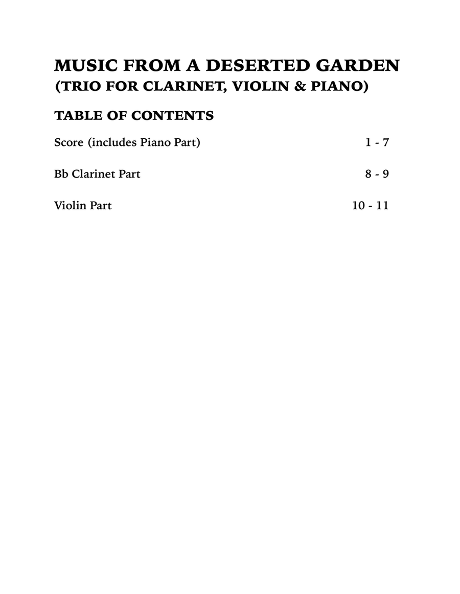 Music From a Deserted Garden (Trio for Clarinet, Violin and Piano) Small Ensemble scores gallery preview page 4