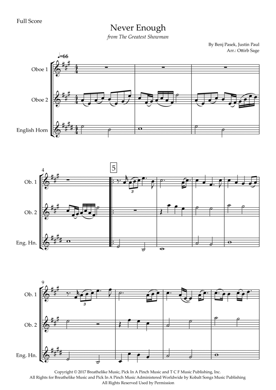 Never Enough Woodwind Trio scores gallery preview page 1