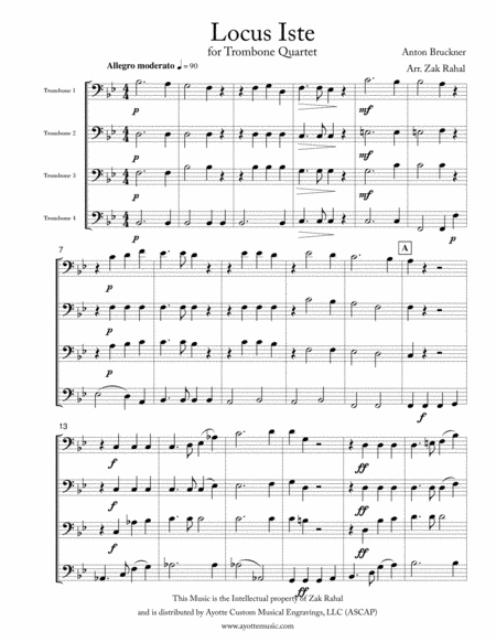 Bruckner - Locus Iste transcribed for Trombone Quartet by Zak Rahal image number null