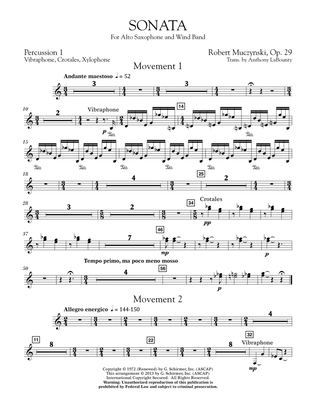 Sonata for Alto Saxophone, Op. 29 - Percussion 1