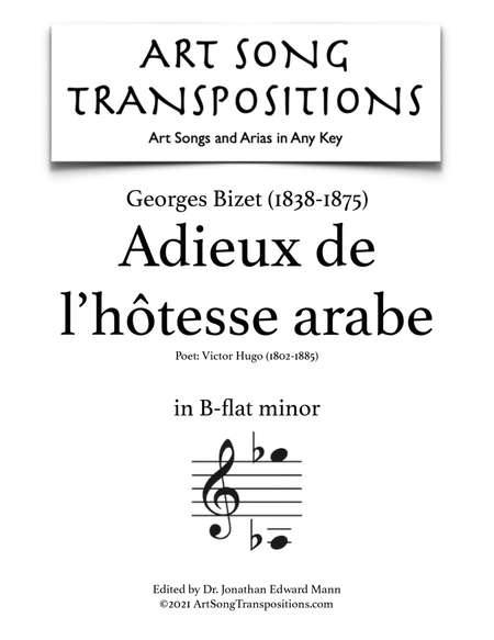 BIZET: Adieux de l'hôtesse arabe (transposed to B-flat minor)