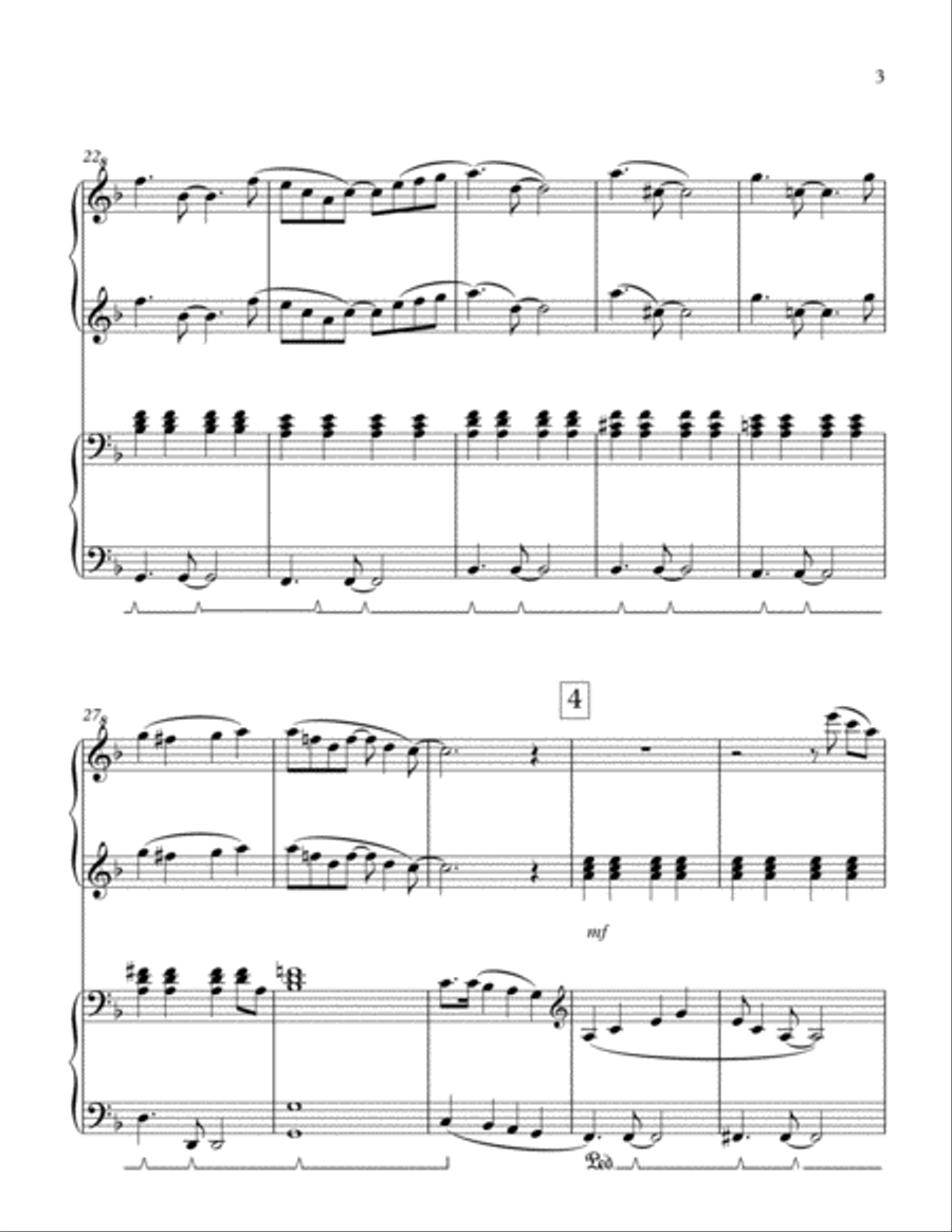 The Fragrance of Purple Rosy, New Age piano duet for 1 piano 4 hands in intermediate level 1 Piano, 4-Hands scores gallery preview page 3