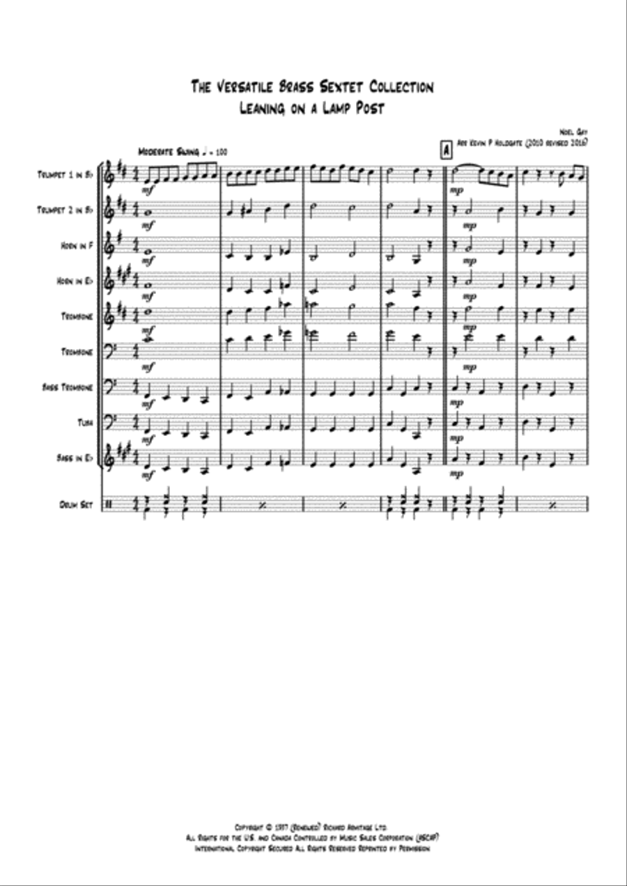 Leaning On A Lamp Post Brass Ensemble scores gallery preview page 1