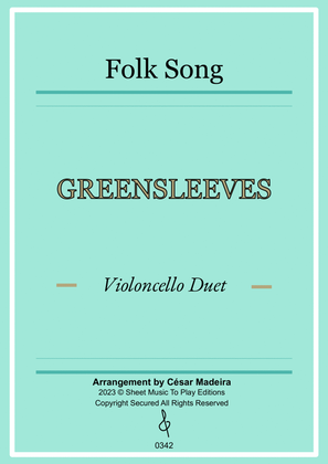 Greensleeves - Cello Duet - W/Chords (Full Score and Parts)