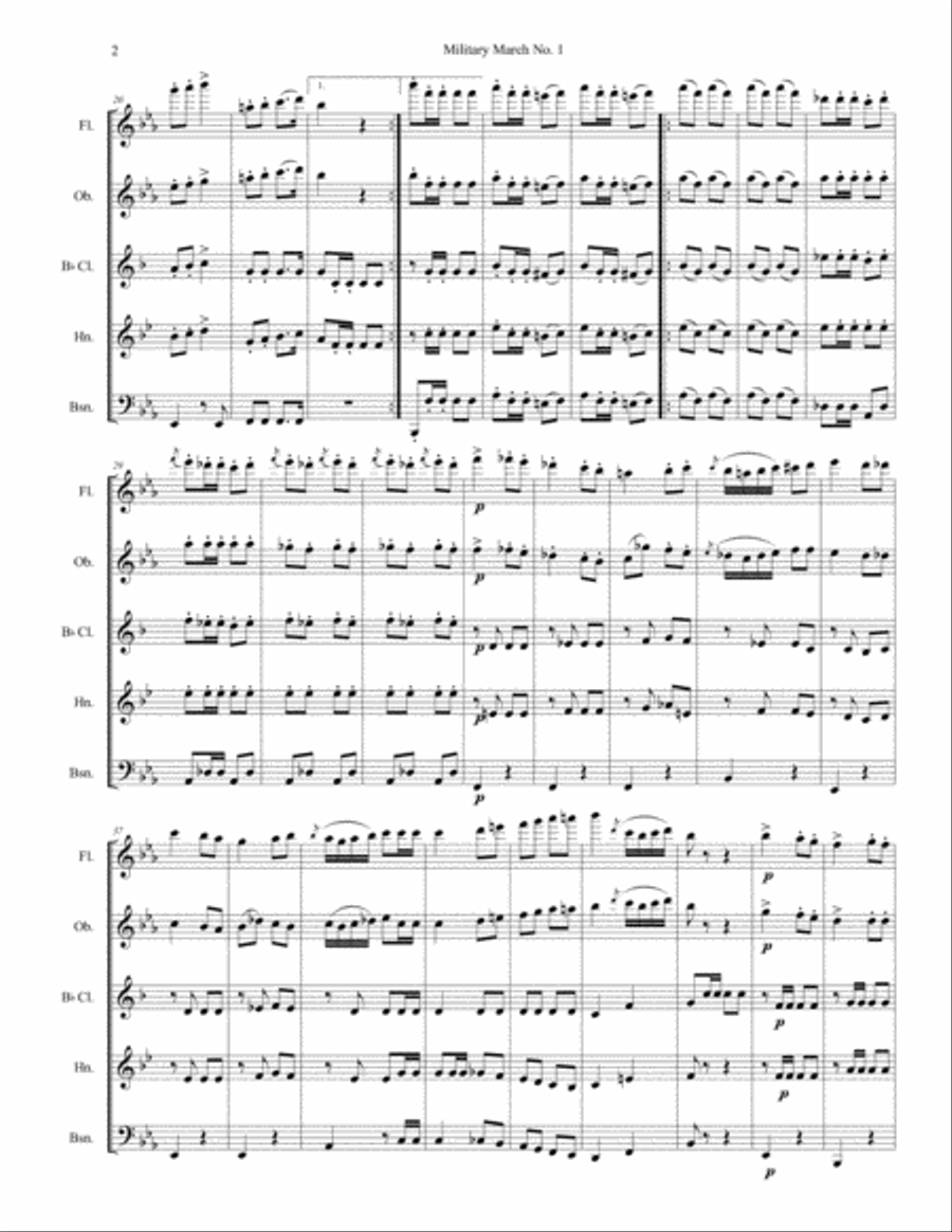 Military March No. 1 Military March No. 1 Woodwind Quintet scores gallery preview page 2