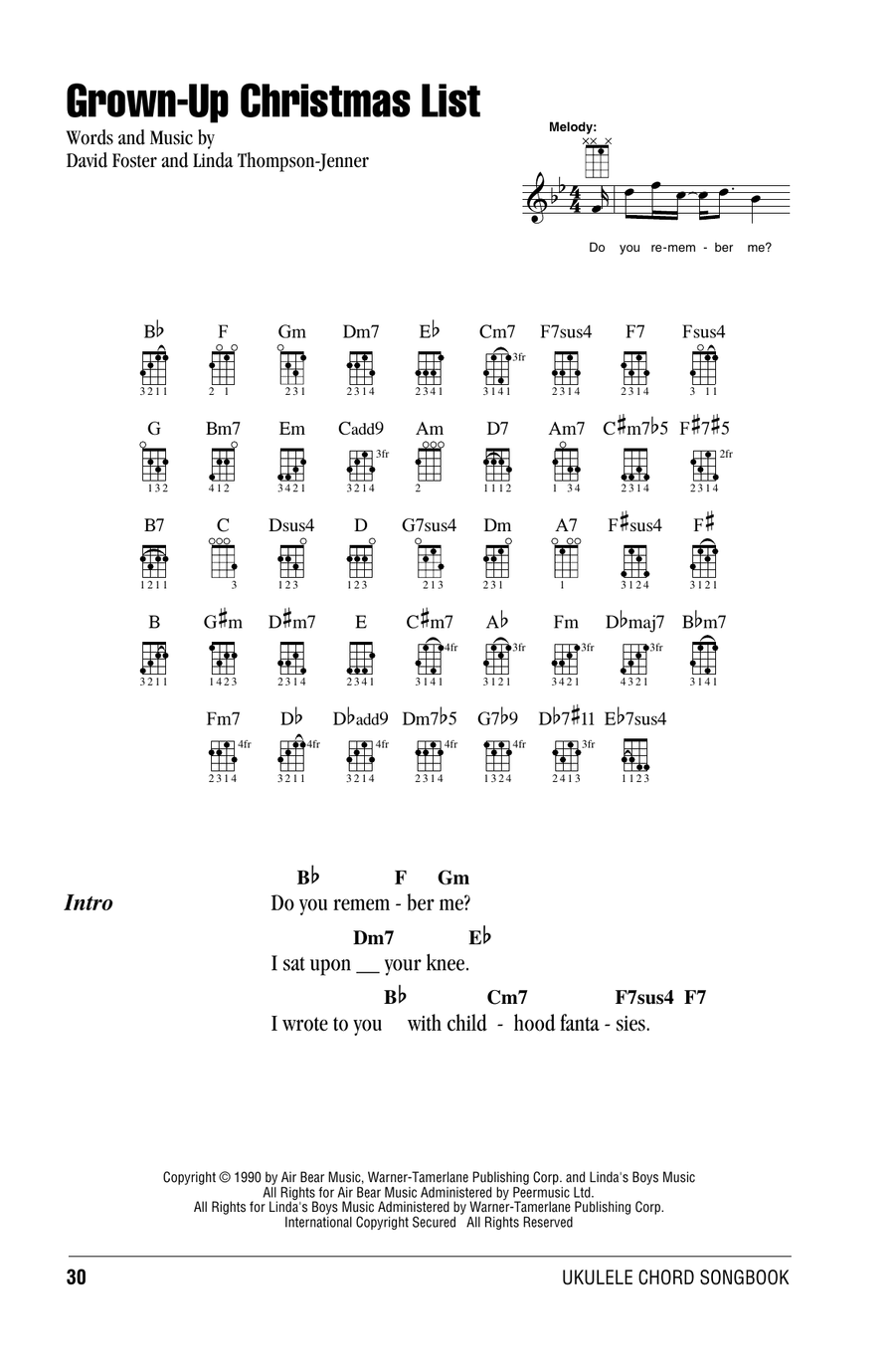 Grown-Up Christmas List Ukulele scores gallery preview page 1