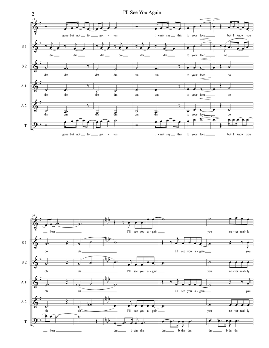 Ill See You Again 4-Part scores gallery preview page 2