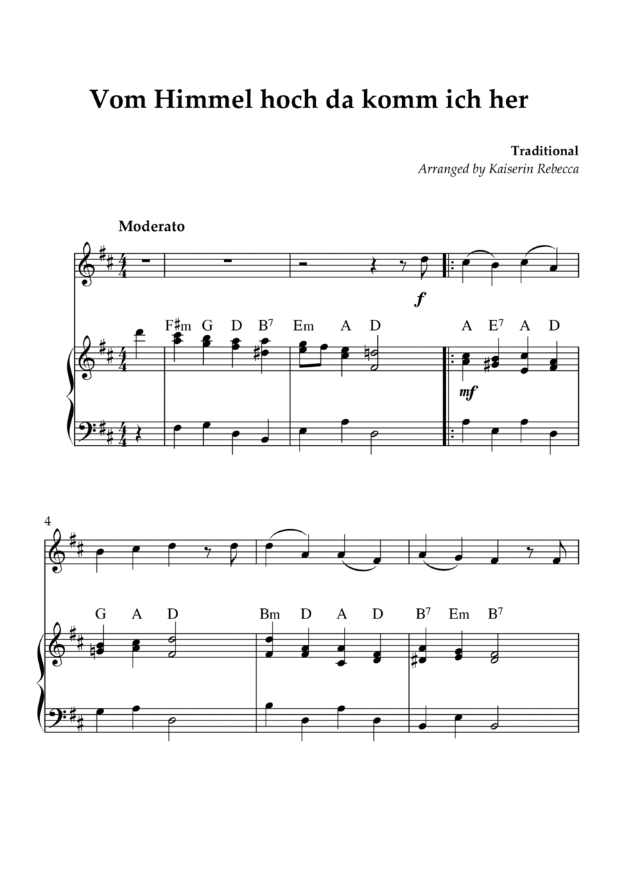 Vom Himmel hoch da komm ich her Violin Solo scores gallery preview page 1