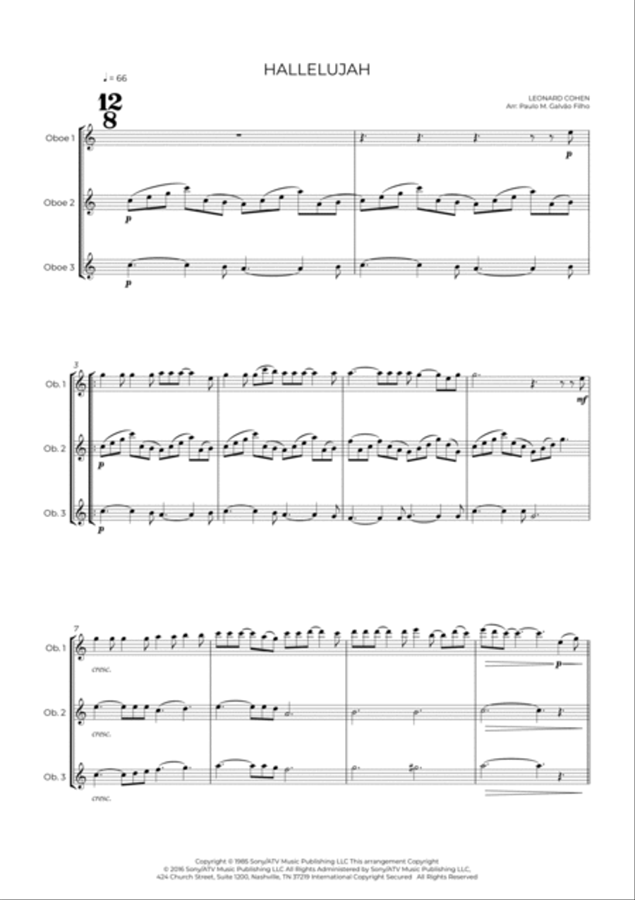 Hallelujah Woodwind Trio scores gallery preview page 2