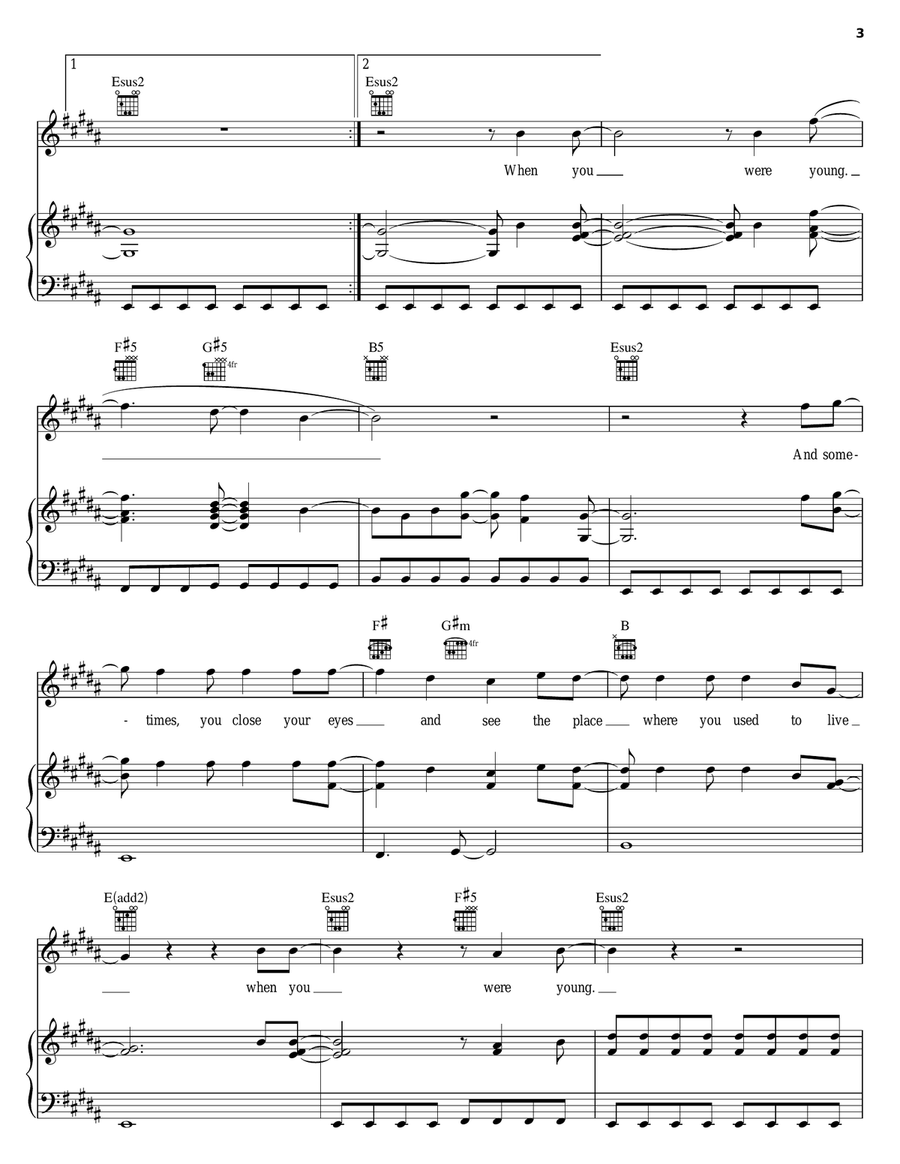 When You Were Young When You Were Young Piano, Vocal, Guitar scores gallery preview page 3