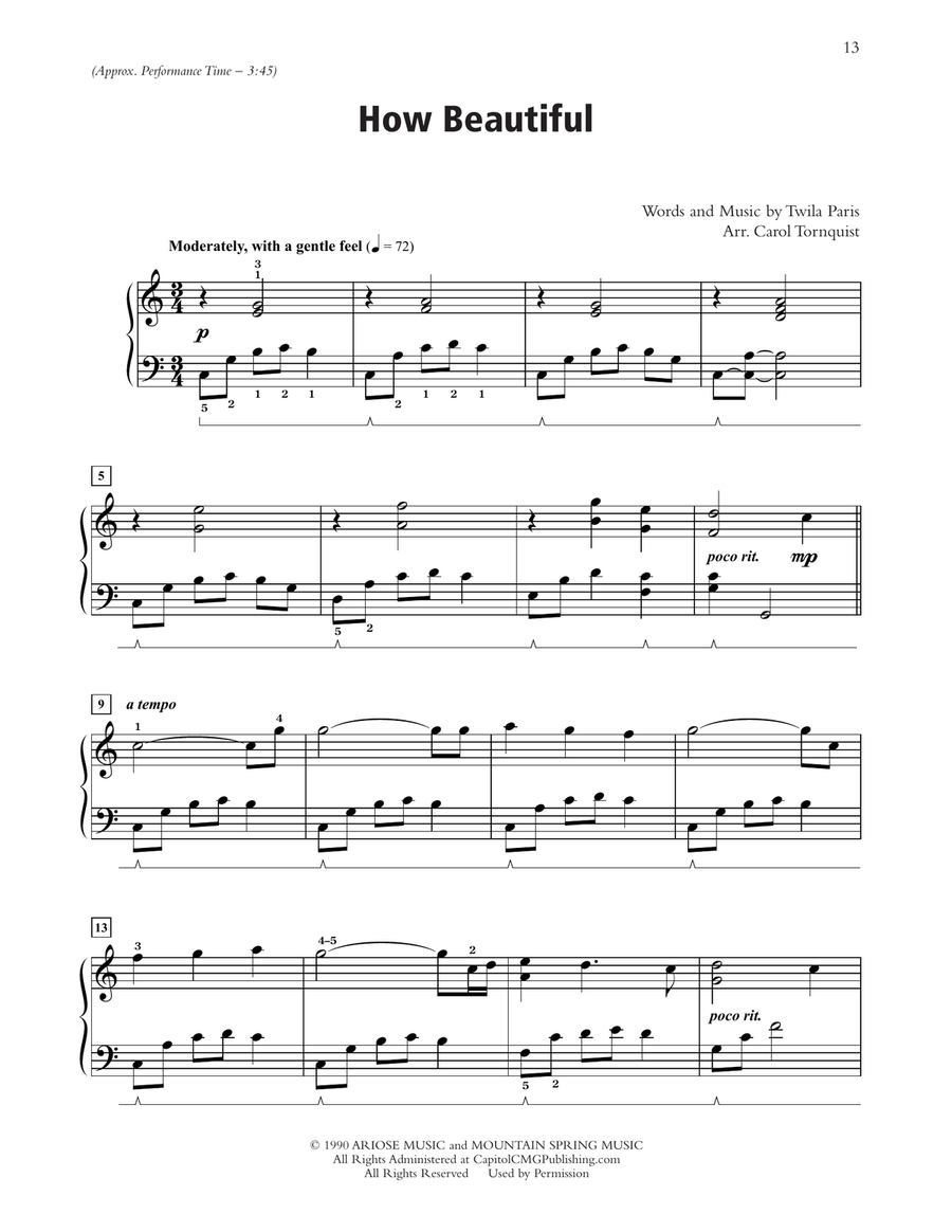 How Beautiful (arr. Carol Tornquist) Piano Solo scores gallery preview page 1