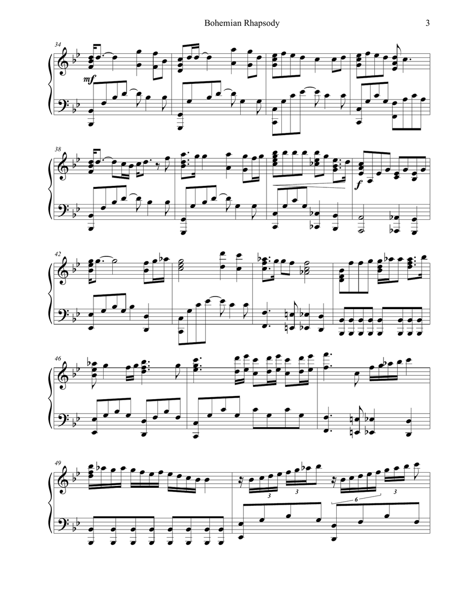Bohemian Rhapsody Piano Solo scores gallery preview page 3
