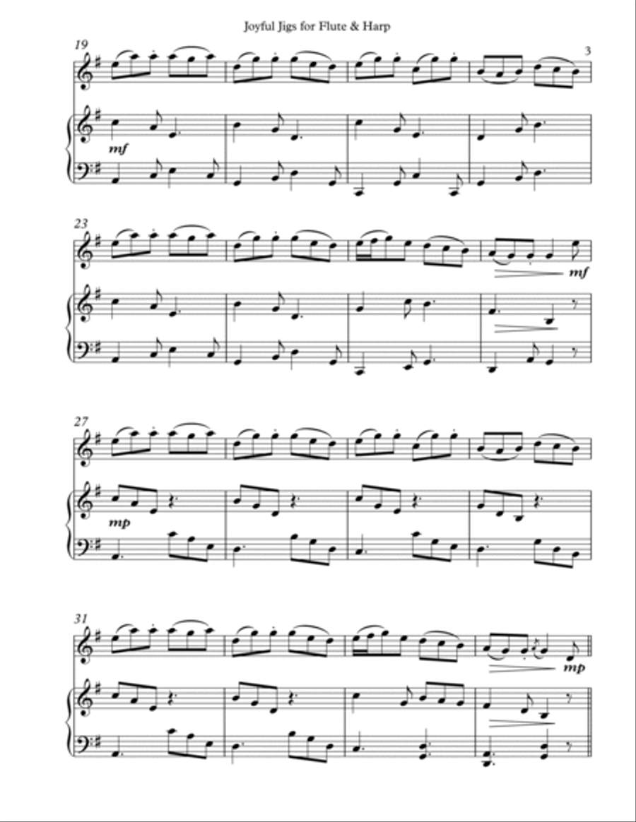 Joyful Jigs, Duet for Flute and Harp Flute scores gallery preview page 3