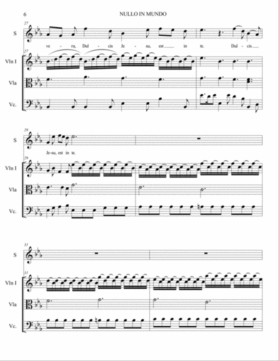 NULLO IN MUNDO, PAX SINCERA - Vivaldi - Arr. for Soprano and String Trio Chamber Orchestra scores gallery preview page 6