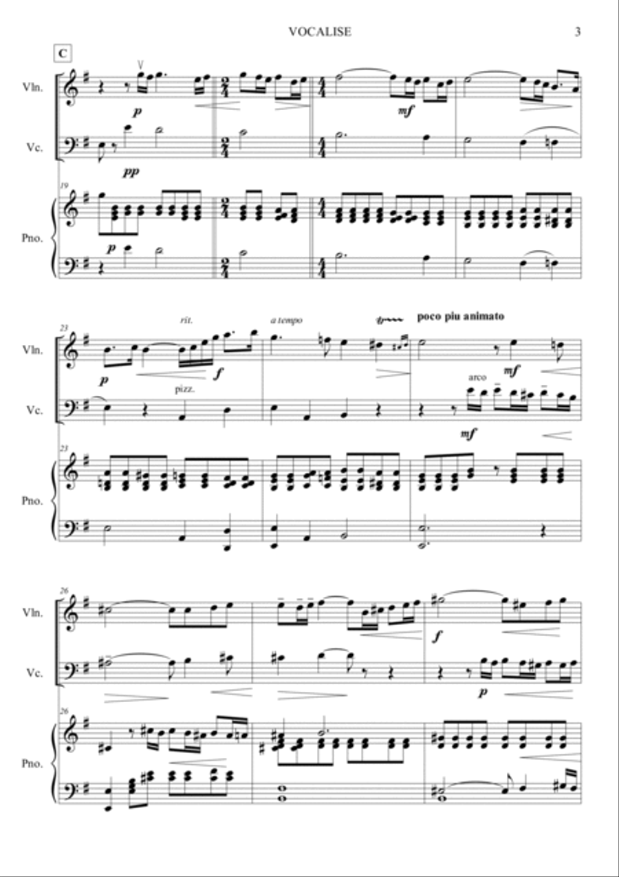 Vocalise Op.34, No.14 Piano Trio scores gallery preview page 3