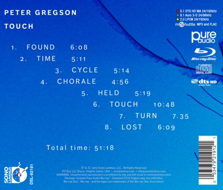 Peter Gregson: Touch [CD + Blu Ray Audio Disc]