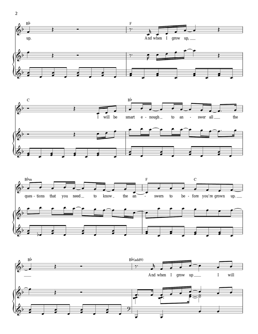 When I Grow Up Piano, Vocal scores gallery preview page 2