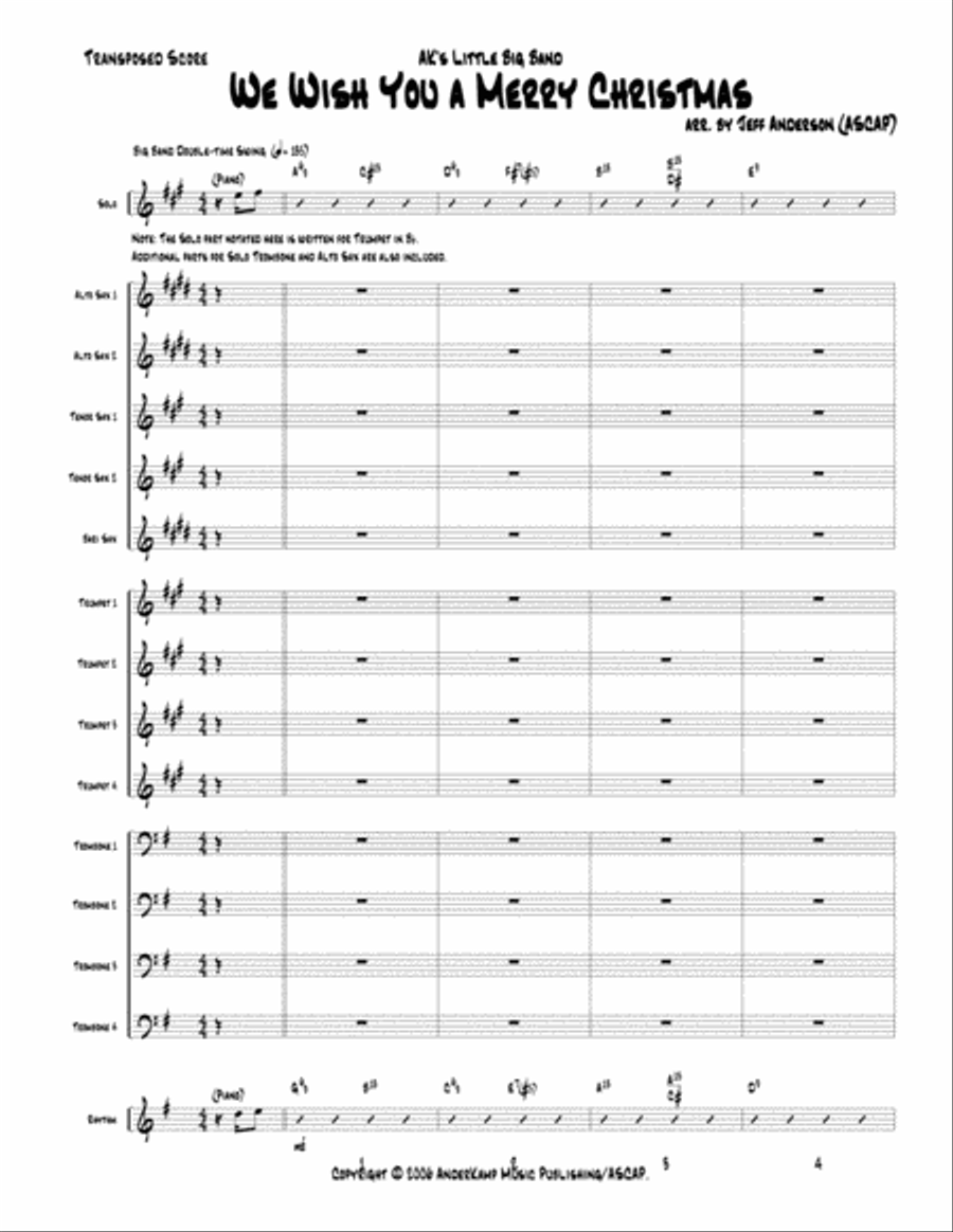 We Wish You a Merry Christmas for Little Big Band up to Full Big Band Jazz Ensemble scores gallery preview page 1