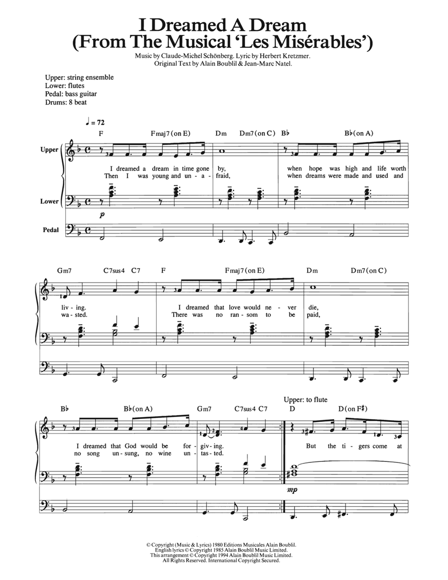 I Dreamed A Dream Piano scores gallery preview page 1