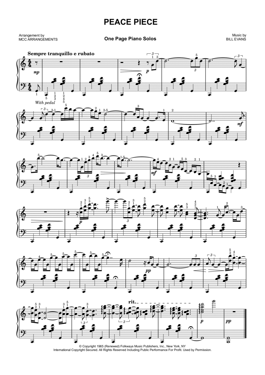 Peace Piece Piano Solo scores gallery preview page 1