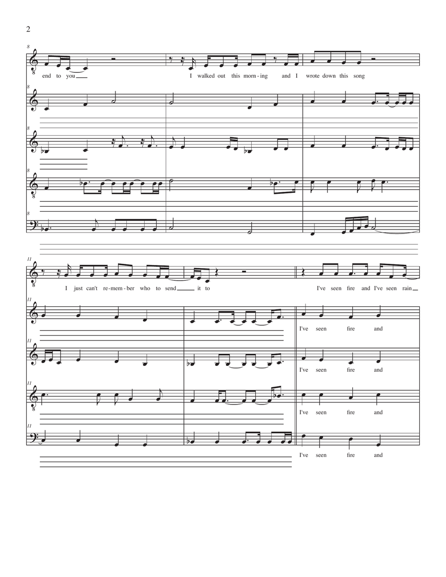 Fire And Rain 4-Part scores gallery preview page 2