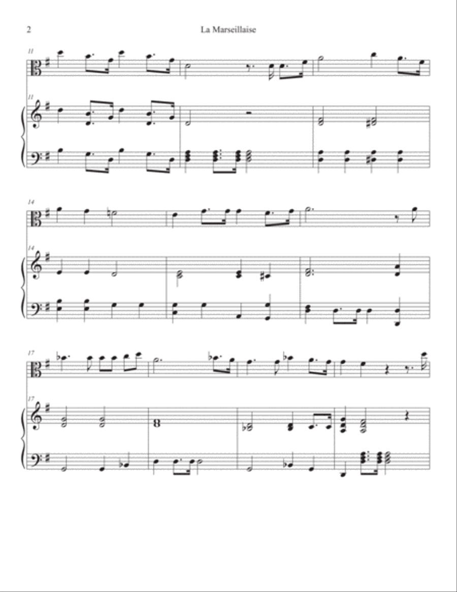 French National Anthem (La Marseillaise) Viola & Piano Viola scores gallery preview page 2