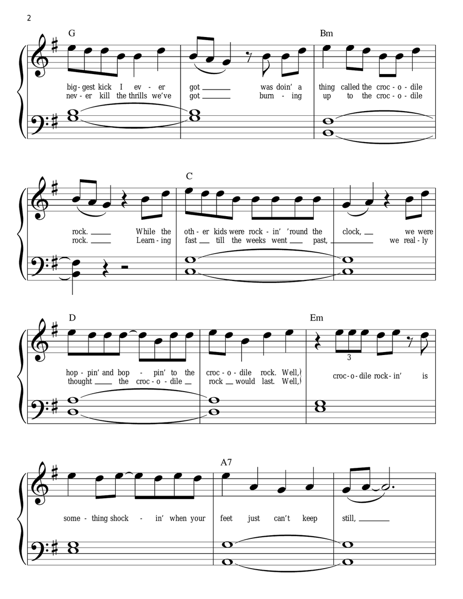 Crocodile Rock Crocodile Rock Easy Piano scores gallery preview page 2