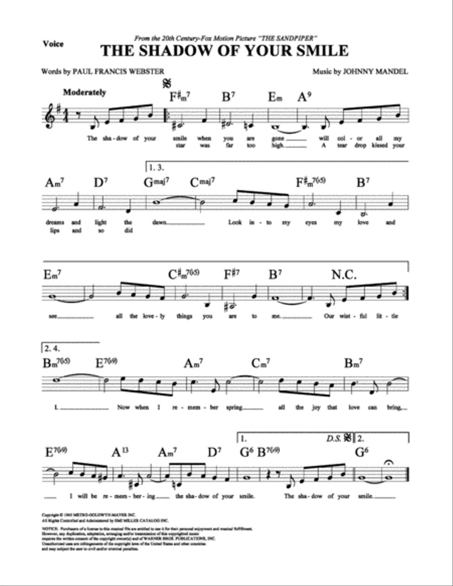Shadow Of Your Smile, The School and Community scores gallery preview page 1