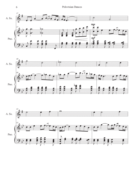 Polovtsian Dances - Introduction and Dance of the Gliding Maidens arr. for Alto Saxophone and Piano image number null