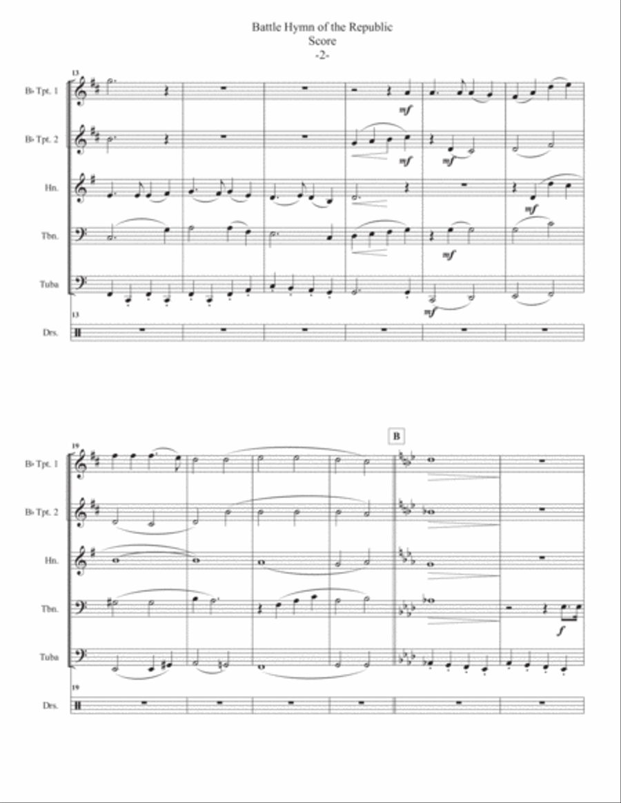 Battle Hymn of the Republic for Brass Quintet Brass Quintet scores gallery preview page 4