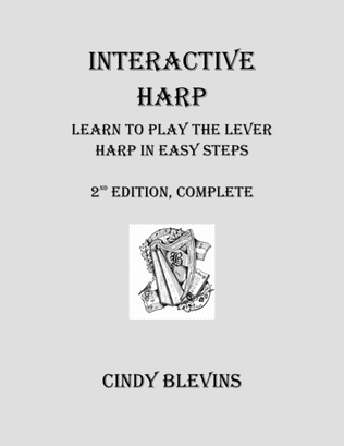 Book cover for Interactive Harp, Learn to Play the Lever Harp in Easy Steps. (140 pages of harp learning enjoyment)