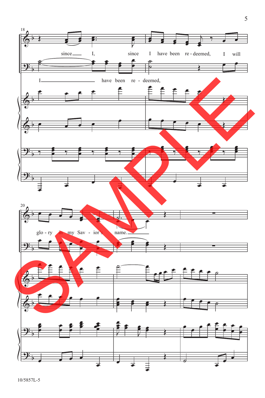 Since I Have Been Redeemed 4-Part scores gallery preview page 5