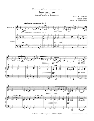 Intermezzo from Cavalleria Rusticana - French Horn and Piano