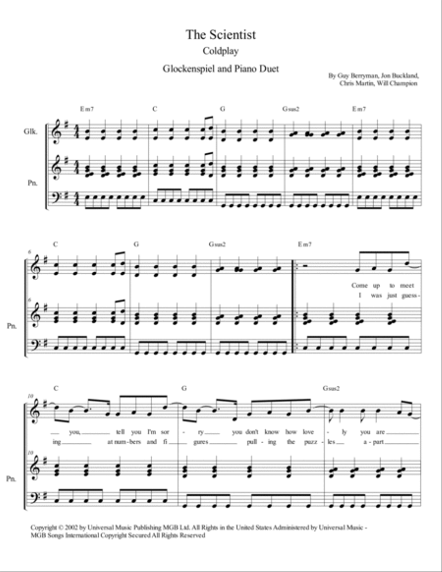 The Scientist Piano scores gallery preview page 2