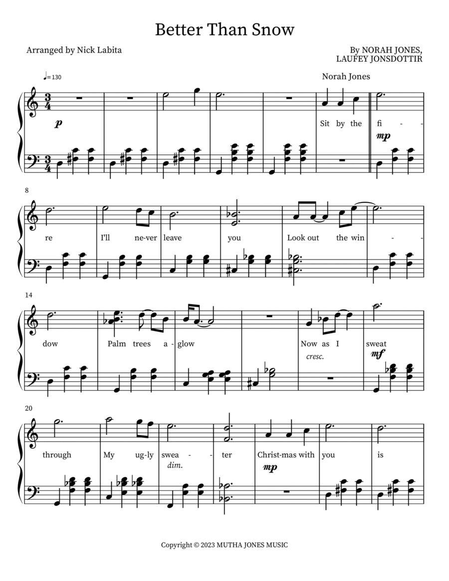 Better Than Snow Piano scores gallery preview page 1