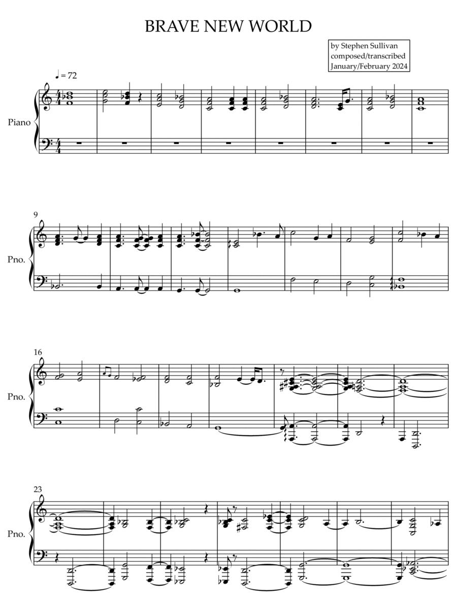 Brave New World (2024) Piano Solo scores gallery preview page 1