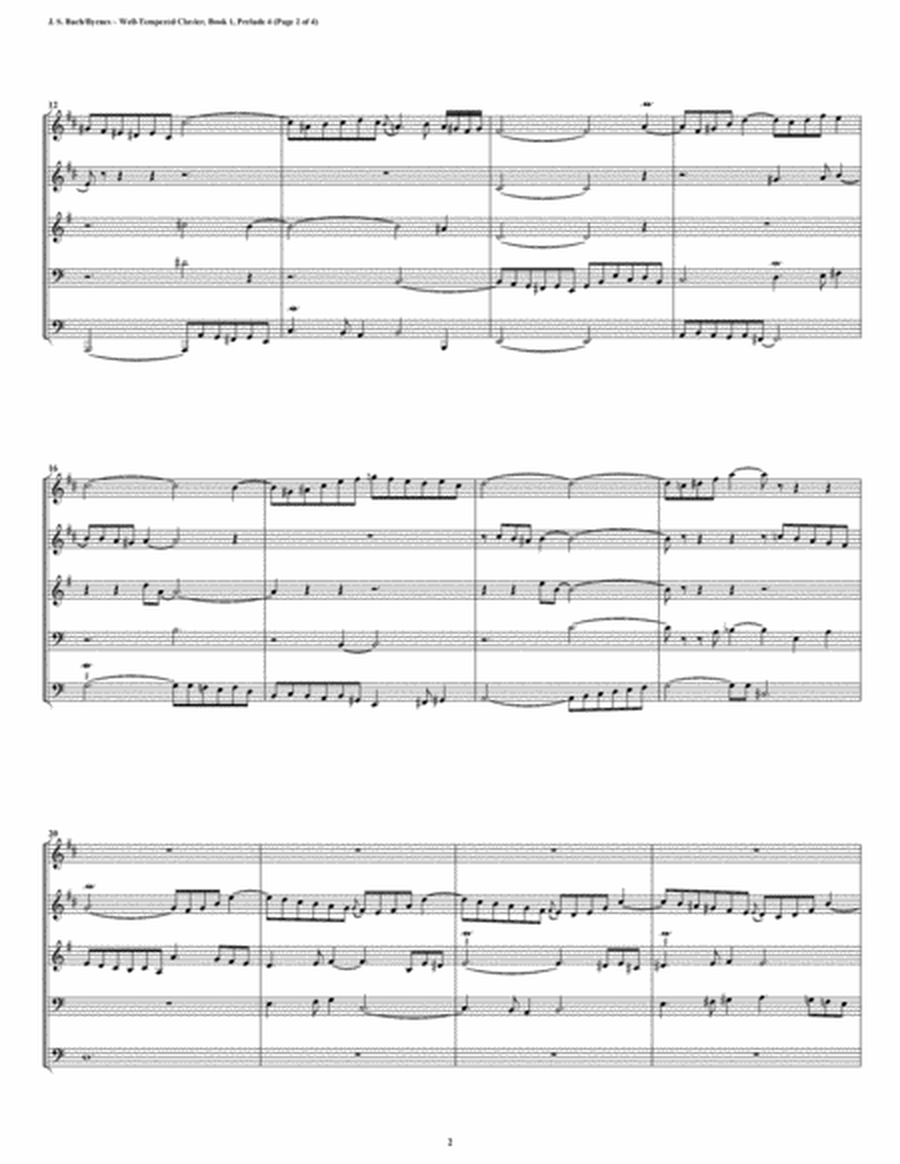 Prelude 04 from Well-Tempered Clavier, Book 1 (Brass Quintet) image number null
