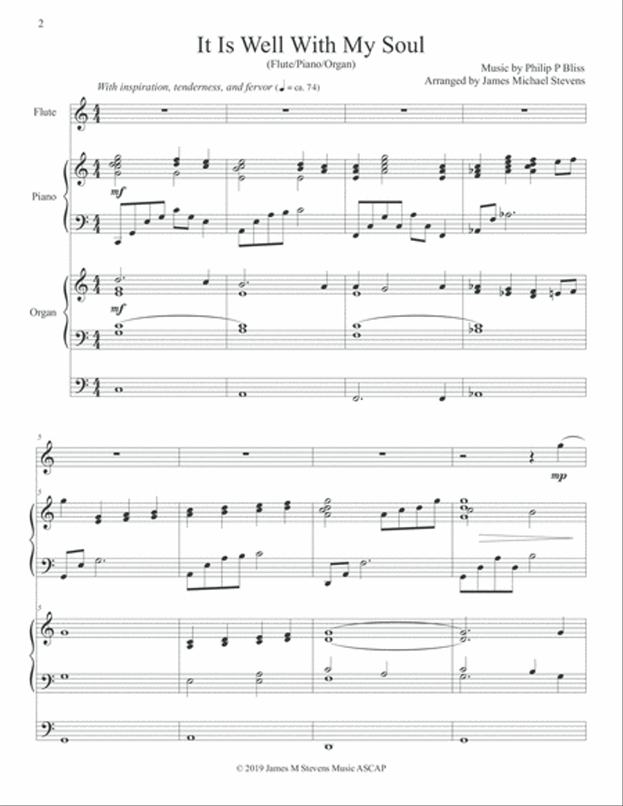 It Is Well With My Soul - Flute Solo, Piano, & Organ Flute Solo scores gallery preview page 2