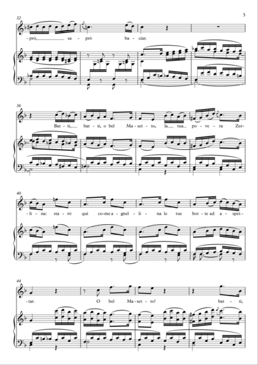 Batti, batti, o bel Masetto - Don Giovanni (F Major) Soprano Voice scores gallery preview page 4