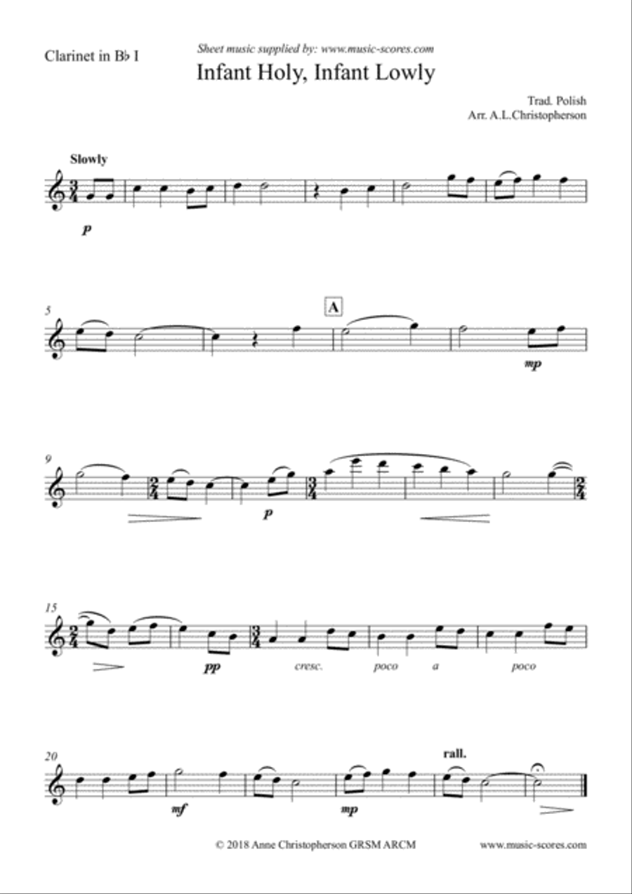 Infant Holy, Infant Lowly - 3 Clarinets and Bass Clarinet Bass Clarinet scores gallery preview page 3