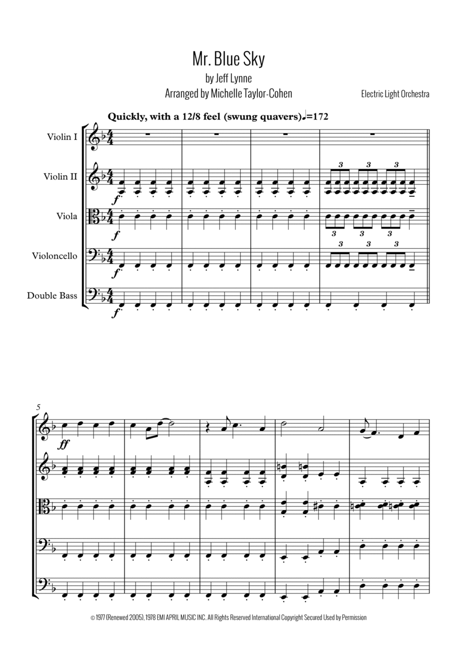 Mr. Blue Sky Mr. Blue Sky String Orchestra scores gallery preview page 1
