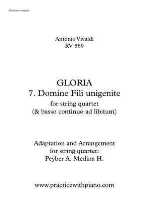 Vivaldi - RV 589, GLORIA - 7. Domine Fili Unigenite, for string quartet