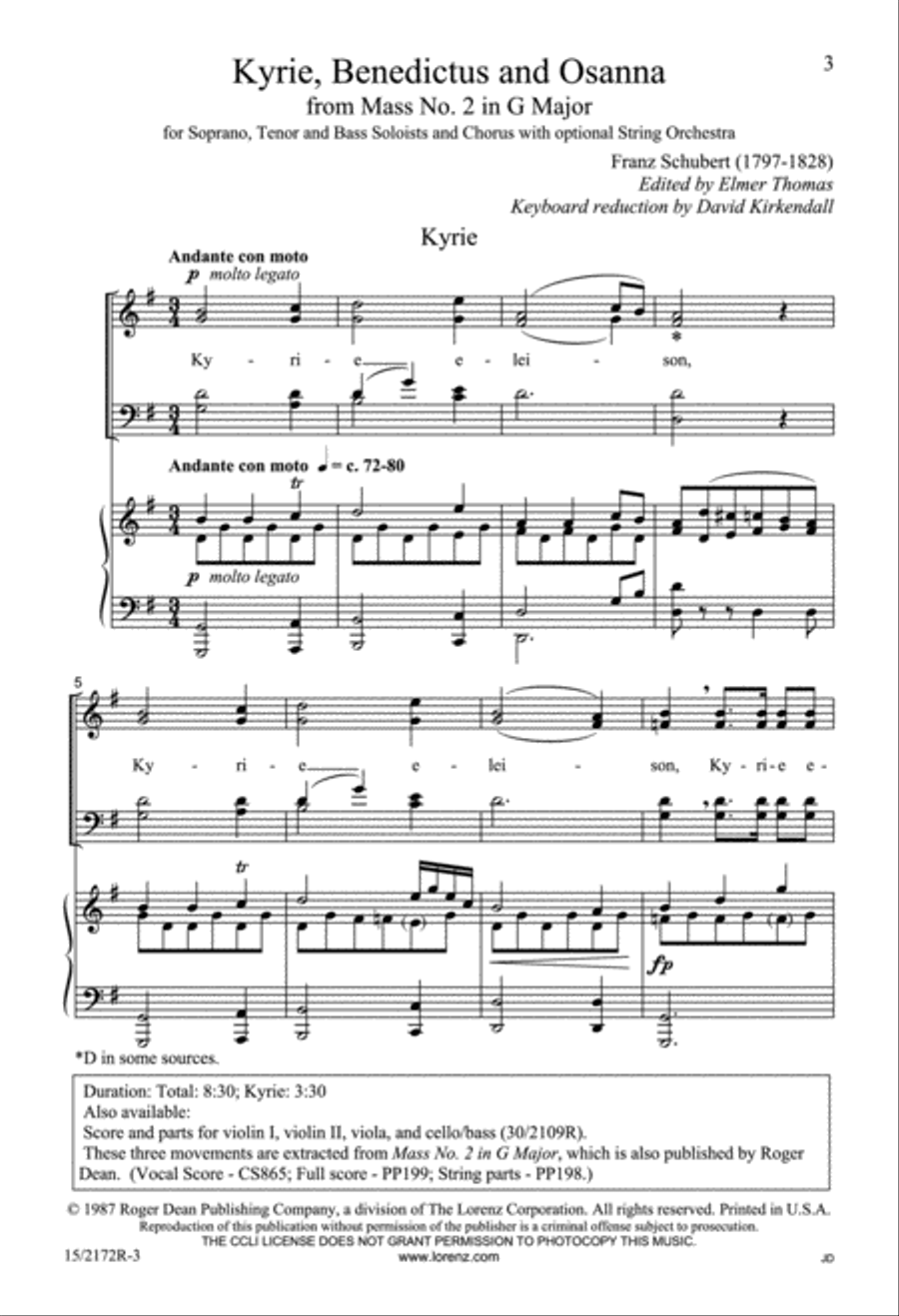 Kyrie, Benedictus and Osanna 4-Part scores gallery preview page 3