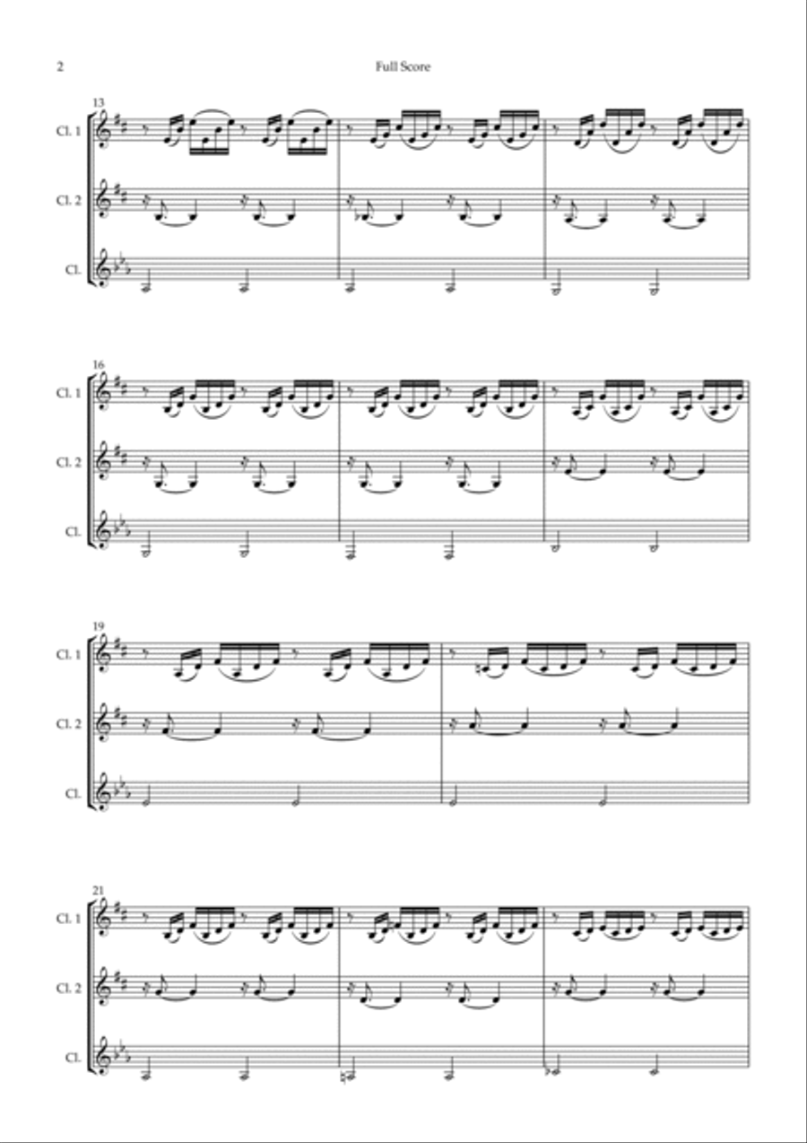 Prelude 1 in C Major BWV 846 (from Well-Tempered Clavier Book 1) for Clarinet Trio Clarinet Trio scores gallery preview page 2