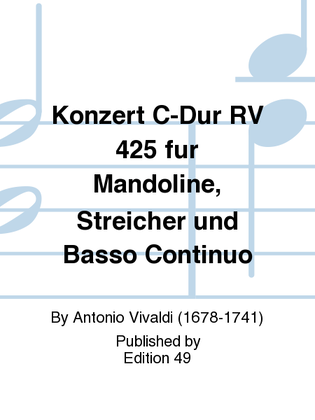 Book cover for Konzert C-Dur RV 425 fur Mandoline, Streicher und Basso Continuo