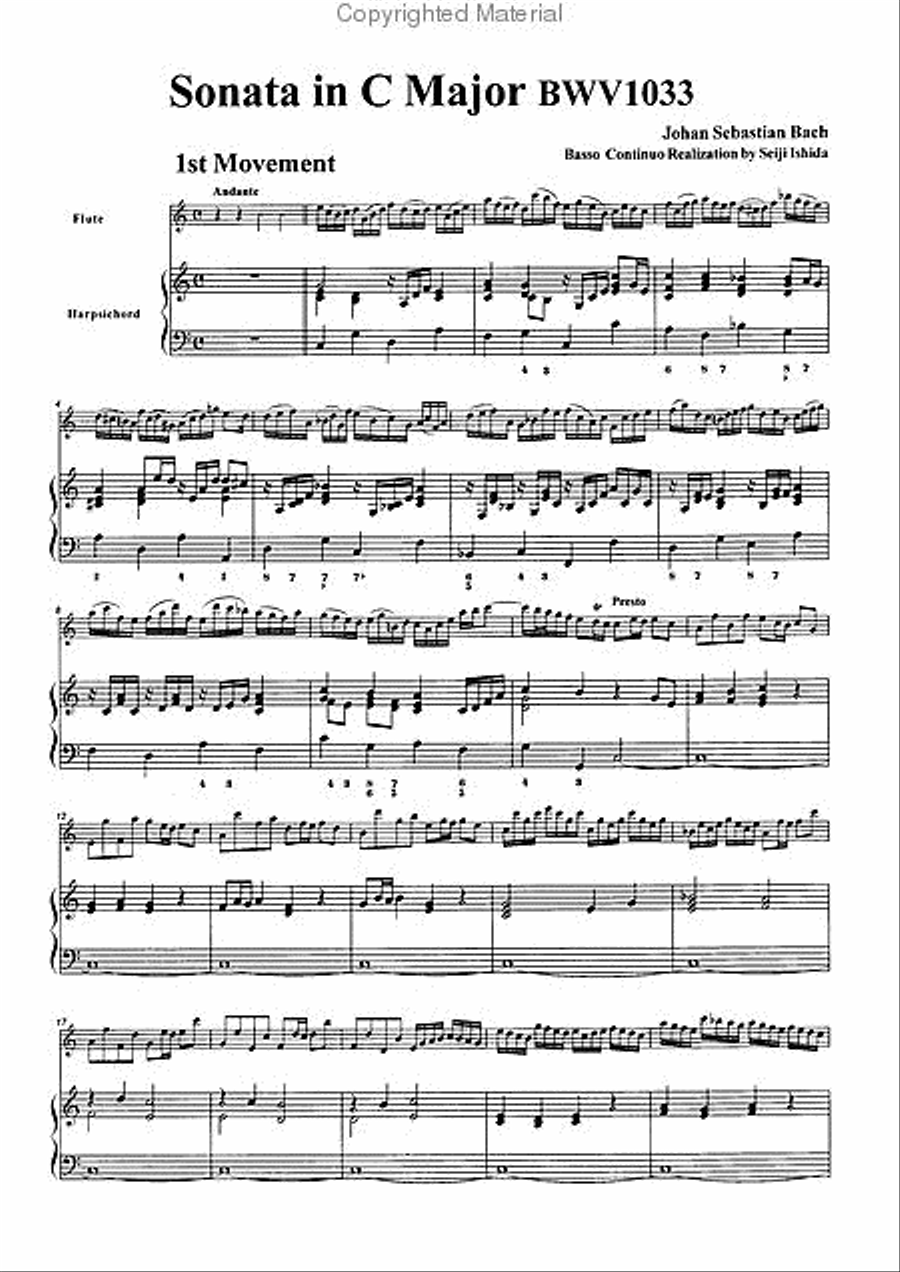 Sonata in C Major, BWV1033 Flute scores gallery preview page 3