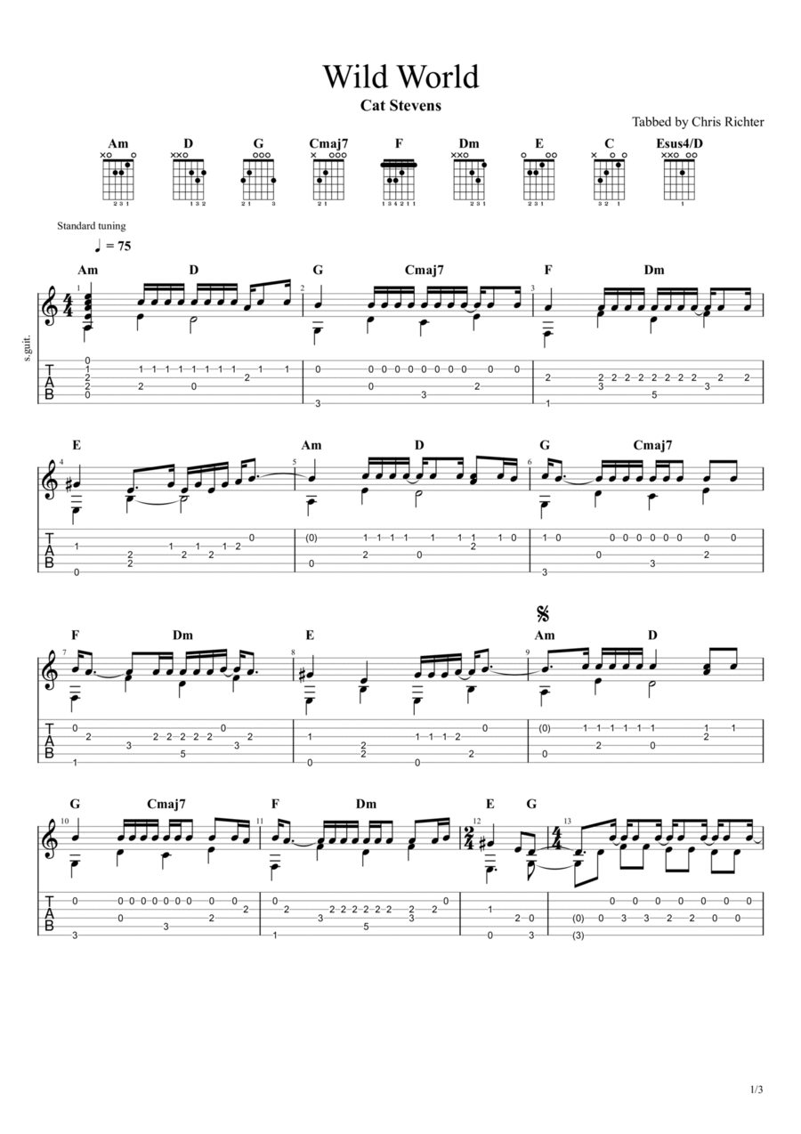 Wild World Wild World Guitar Solo scores gallery preview page 1