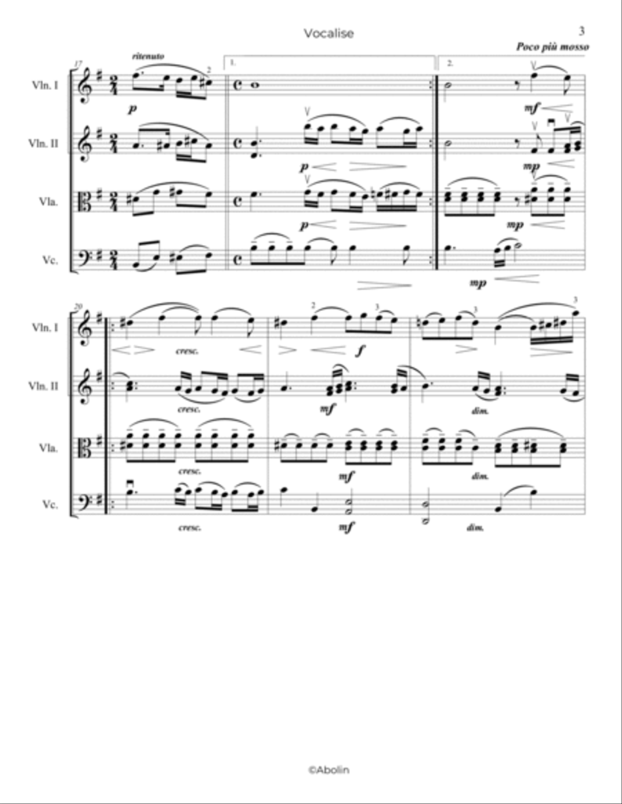 Rachmaninoff: Vocalise - String Quartet String Quartet scores gallery preview page 4
