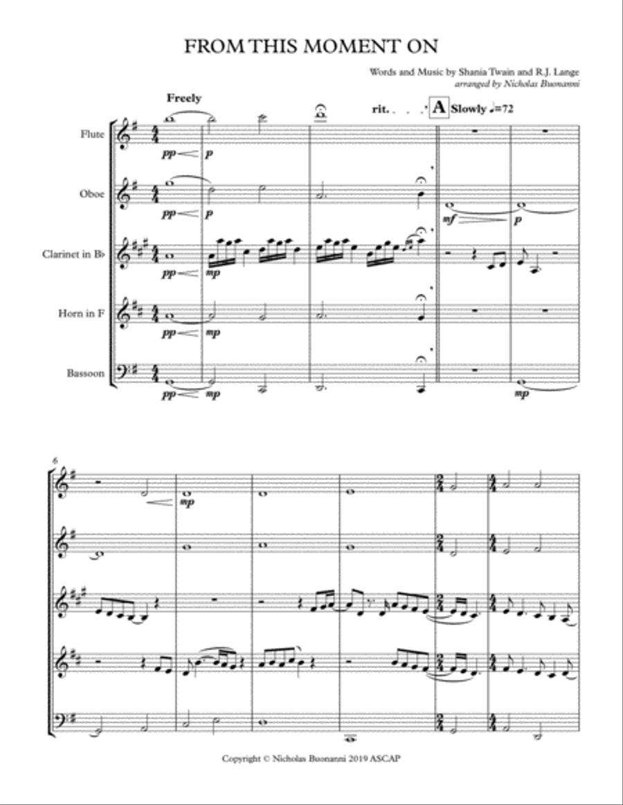 From This Moment On Woodwind Quintet scores gallery preview page 1