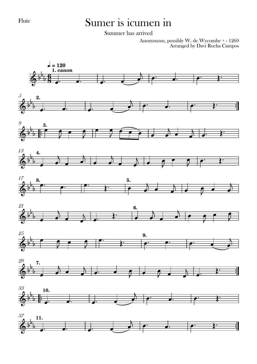 Sumer is icumen in Sumer is icumen in Flute Choir scores gallery preview page 1